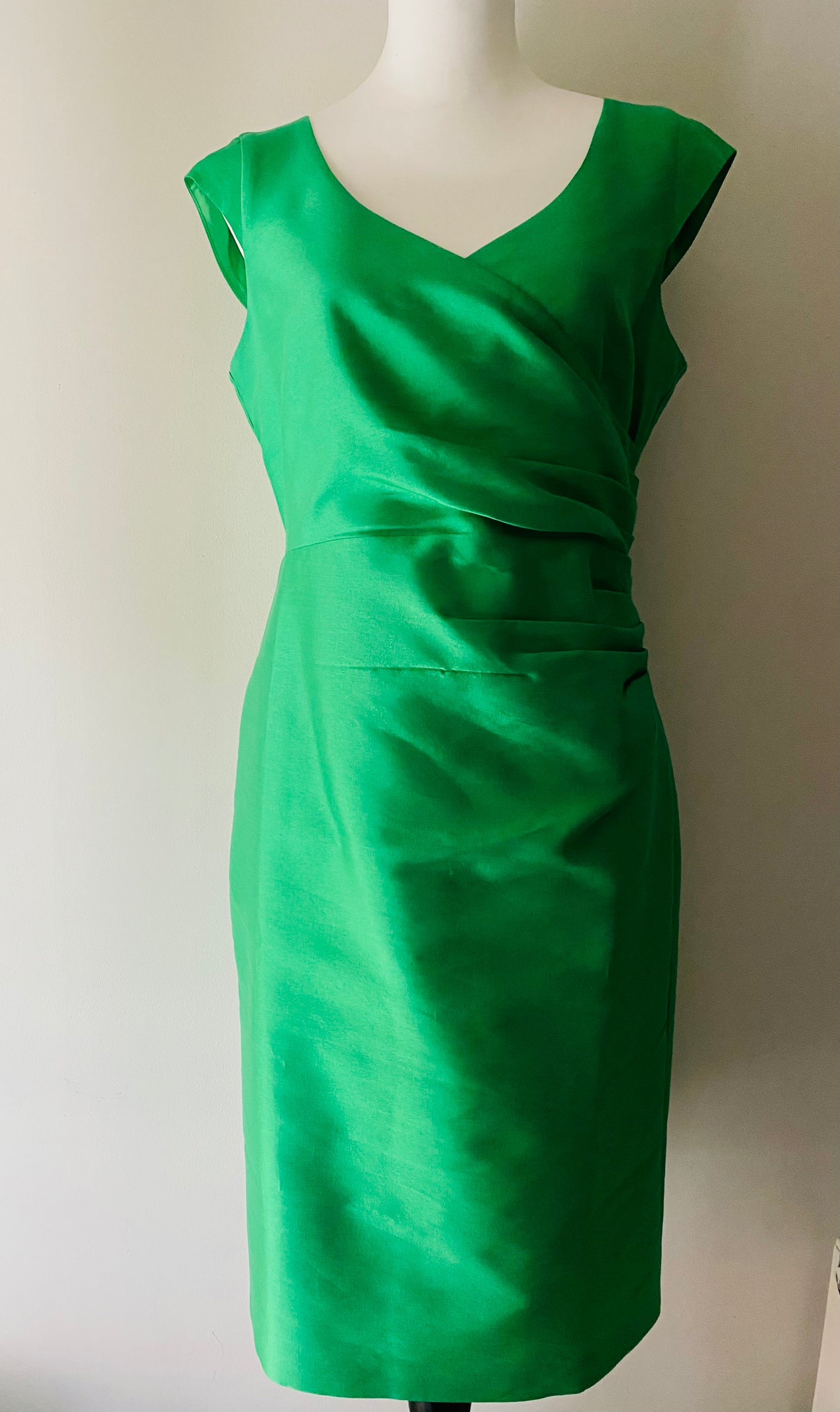 Vintage Alexon Wool-Silk Draped Dress | UK 12 | Emerald Green