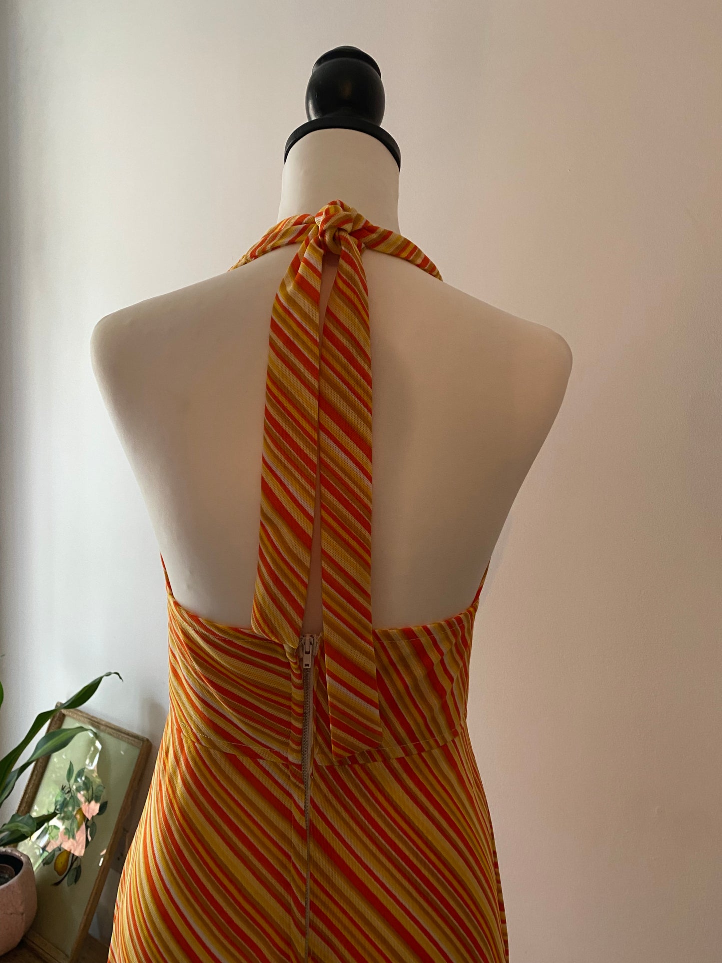 1970s Sun drenchedHalterneck dress by Robert Newman