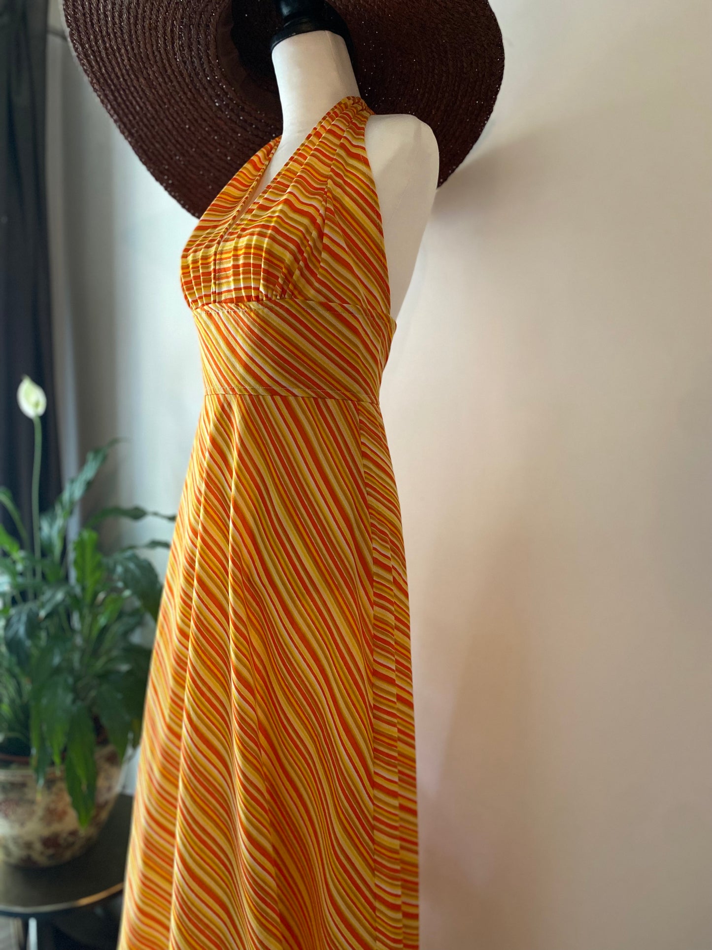 1970s Sun drenchedHalterneck dress by Robert Newman