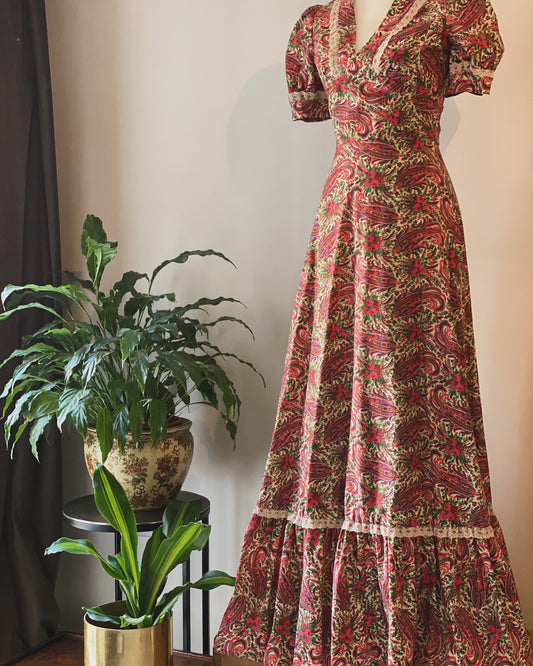70s Vintage Prairie Dress (Modern Size 6-8)