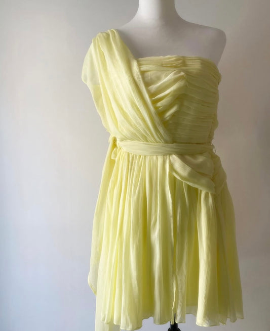 Kate Moss for Topshop – Yellow Chiffon One-Shoulder Dress