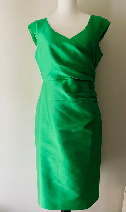 Vintage Alexon Wool-Silk Draped Dress | UK 12 | Emerald Green
