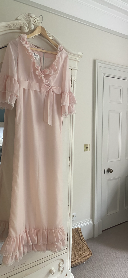 1970's Jean Varon Blush Ruffle gown size 8