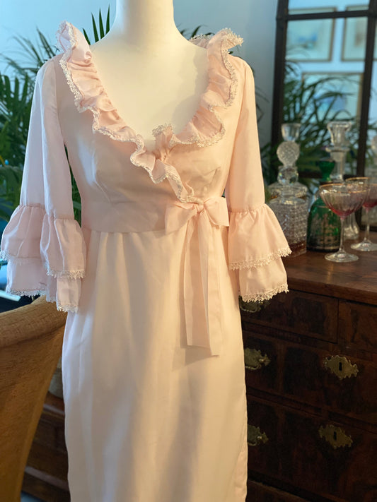 1970's Jean Varon Blush Ruffle gown size 8