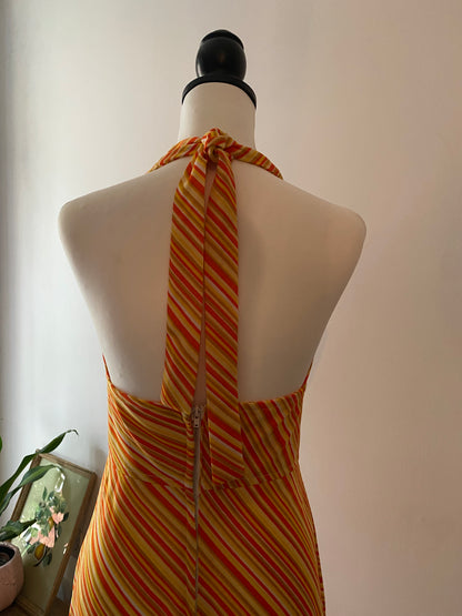 1970s Sun drenchedHalterneck dress by Robert Newman
